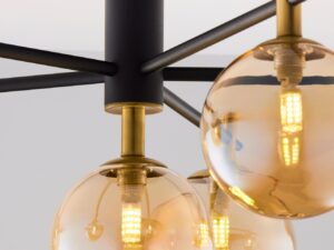 Miniaturka 6 - Lampa sufitowa Figaro z bursztynowym szkłem, ujęcie konstrukcji i kloszy