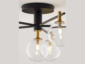 Miniaturka 5 - Lampa sufitowa Figaro z przezroczystymi kloszami, zbliżenie mocowań i ramion