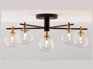 Miniaturka 1 - Lampa sufitowa Figaro z przezroczystymi kulistymi kloszami na czarno-złotej oprawie