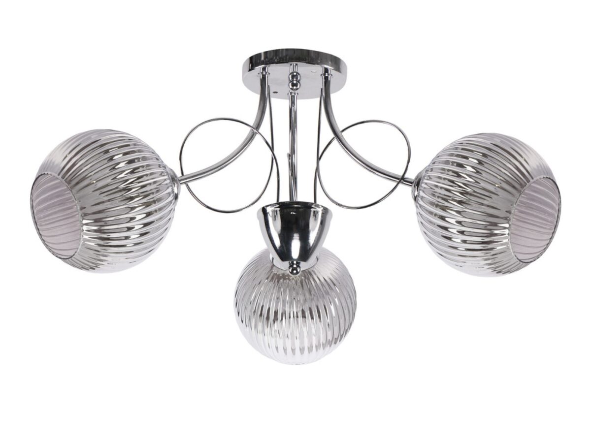 Lampa sufitowa Galemano chrom z grafitowymi kloszami 3×E27