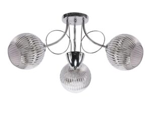 Miniaturka 2 - Lampa sufitowa Galemano chrom z trzema ryflowanymi kloszami grafitowymi