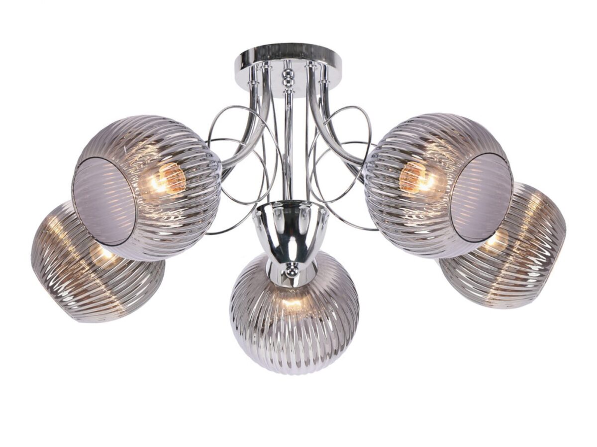 Lampa sufitowa Galemano chrom z grafitowymi kloszami 5×E27