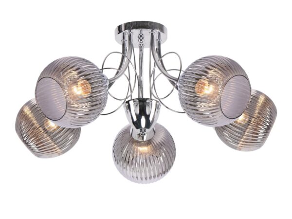 Lampa sufitowa Galemano chromowana pięć grafitowych kloszy