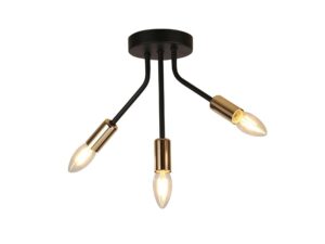 Miniaturka 2 - Lampa sufitowa Galoseta czarno-złota z trzema odkrytymi oprawkami