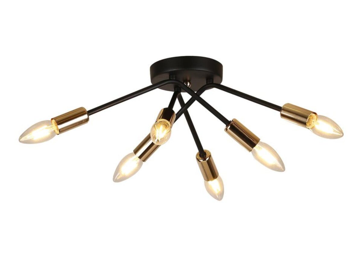 Lampa sufitowa 6-punktowa Galoseta 38 cm czarno-złota