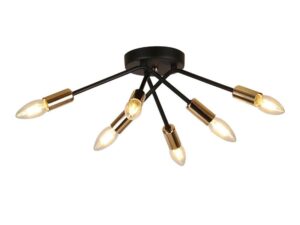 Miniaturka 2 - Lampa sufitowa 6-punktowa Galoseta 38 cm czarno-złota