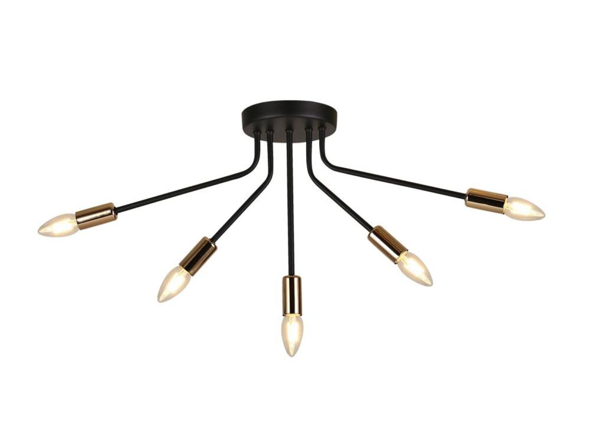 Lampa sufitowa Galoseta czarno-złota 5 × E14