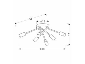 Miniaturka 1 - Lampa sufitowa 6-punktowa Galoseta 38 cm czarno-złota – zdjęcie 2