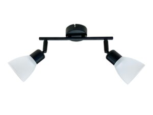Miniaturka 3 - Listwa sufitowa Gilario 2-punktowa 46 cm czarna z kloszami