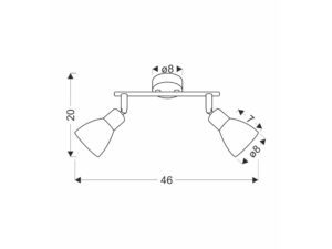 Miniaturka 2 - Listwa sufitowa Gilario 2-punktowa 46 cm czarna z kloszami – zdjęcie 3