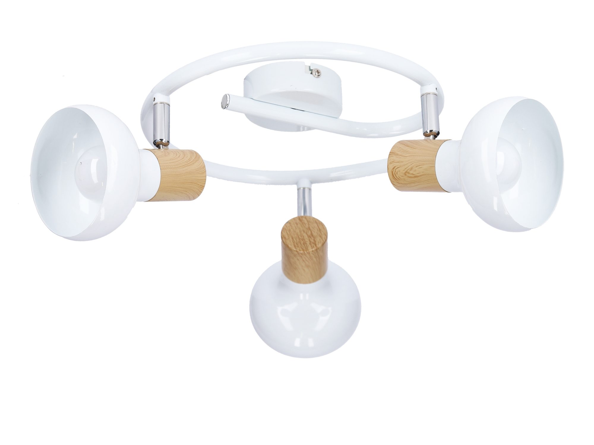 Lampa sufitowa Gilata z trzema białymi kloszami oglądana od dołu