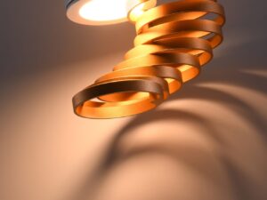 Miniaturka 1 - Lampa sufitowa GU10 biało-złota w aranżacji pomieszczenia