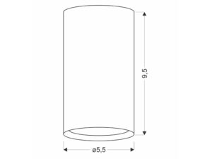 Miniaturka 1 - Lampa sufitowa złota GU10 – rysunek średnicy 5,5 cm i wysokości 9,5 cm