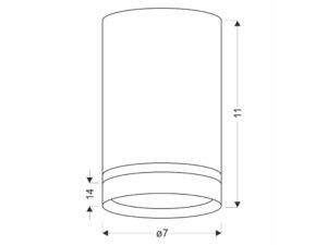 Miniaturka 2 - Lampa sufitowa GU10 średnica 7 cm i wysokość 11 cm – rysunek wymiarowy