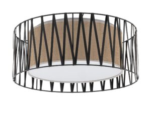 Miniaturka 4 - Lampa sufitowa Harmony Naturalna z czterema punktami światła i jutowym abażurem na białym tle