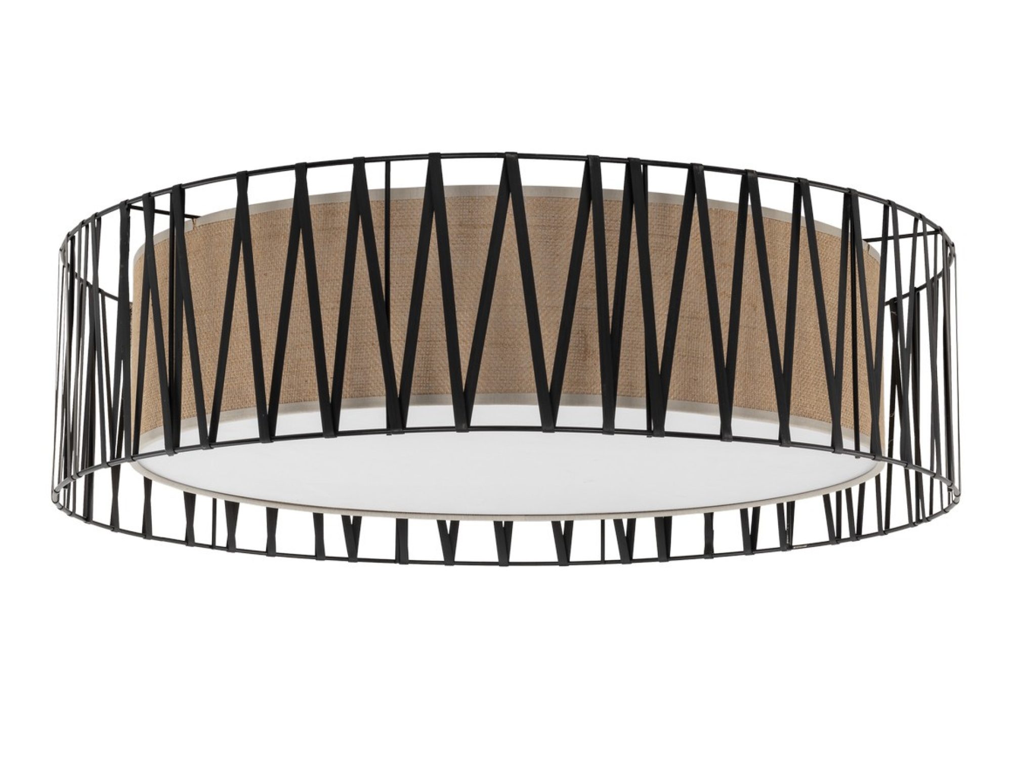 Lampa sufitowa Harmony 72 cm czteropunktowa, jutowa oprawa na białym tle