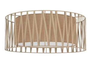 Miniaturka 3 - Lampa sufitowa Harmony w piaskowym beżu, drugie ujęcie jutowego abażuru