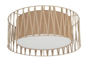 Miniaturka 1 - Lampa sufitowa Harmony w kolorze piaskowego beżu z jutowym abażurem na białym tle