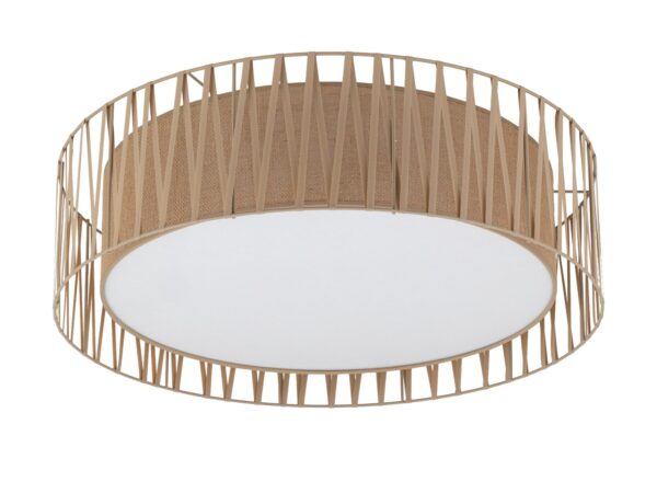 Lampa sufitowa Harmony z sześcioma jutowymi abażurami w piaskowym beżu