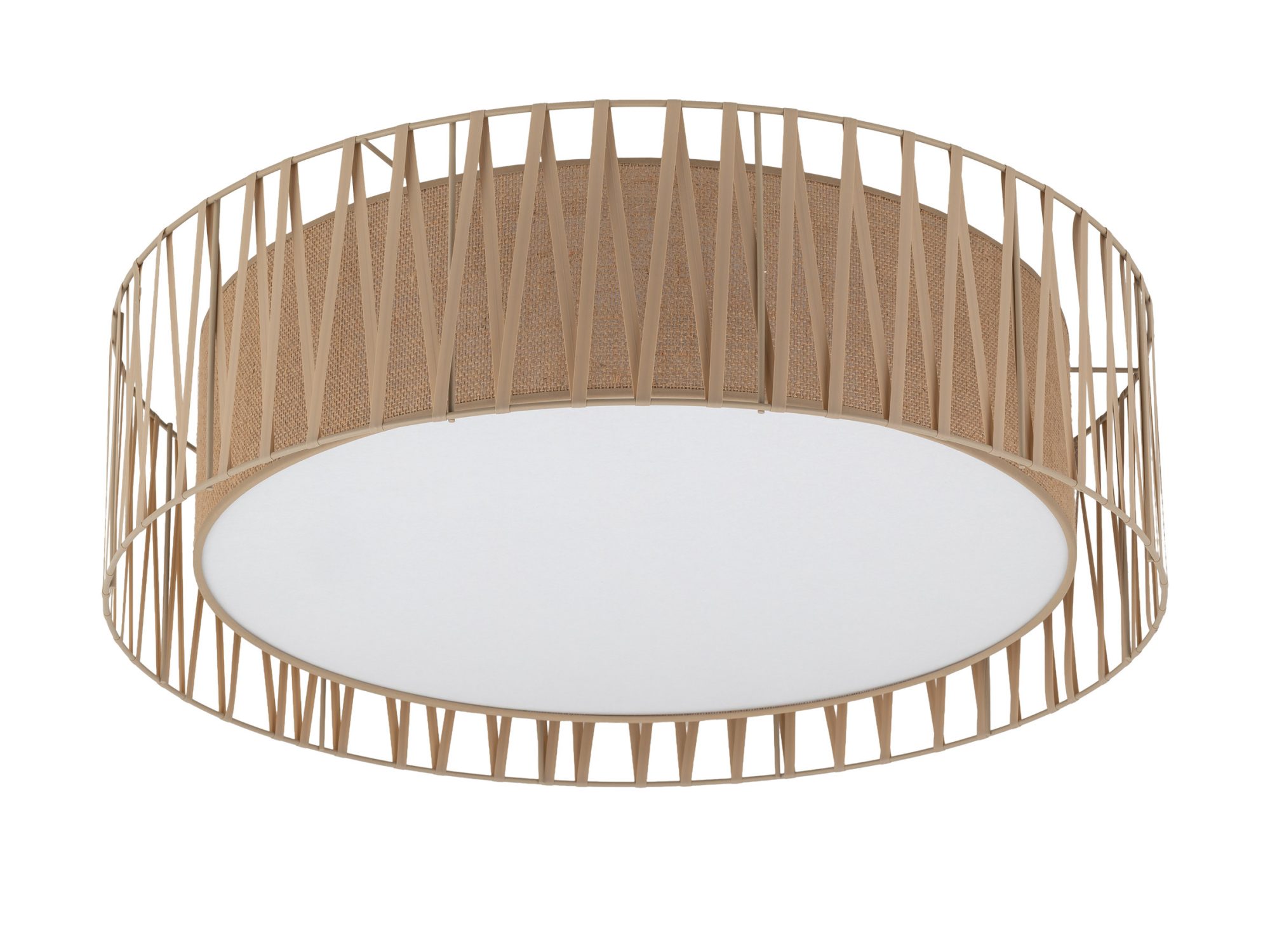 Lampa sufitowa Harmony z sześcioma jutowymi abażurami w piaskowym beżu