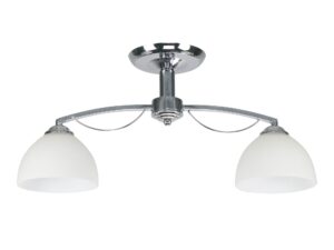 Miniaturka 2 - Lampa sufitowa Helamia chromowana z dwoma białymi szklanymi kloszami