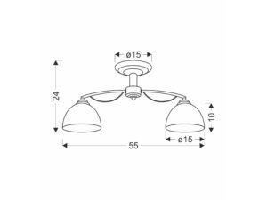 Miniaturka 1 - Lampa sufitowa Helamia rysunek wymiarowy szerokość 55 cm wysokość 24 cm