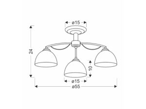 Miniaturka 1 - Lampa sufitowa Helamia – rysunek wymiarowy szerokości 55 cm i wysokości 24 cm