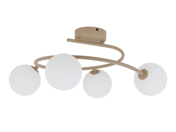 Lampa sufitowa Ilsa w piaskowym beżu z czterema białymi kulami