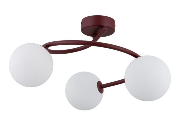 Lampa sufitowa Ilsa 3-punktowa w kolorze bordowym z białymi kulami