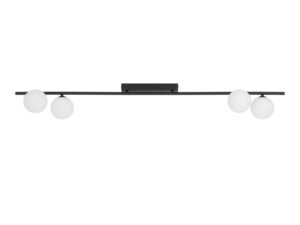 Miniaturka 4 - Lampa sufitowa Imelo z czarną liniową ramą i czterema białymi szklanymi kulami