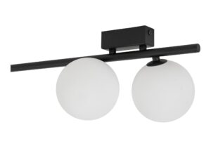 Miniaturka 1 - Lampa sufitowa Imelo czarna 6-punktowa z mlecznymi kloszami, drugie ujęcie