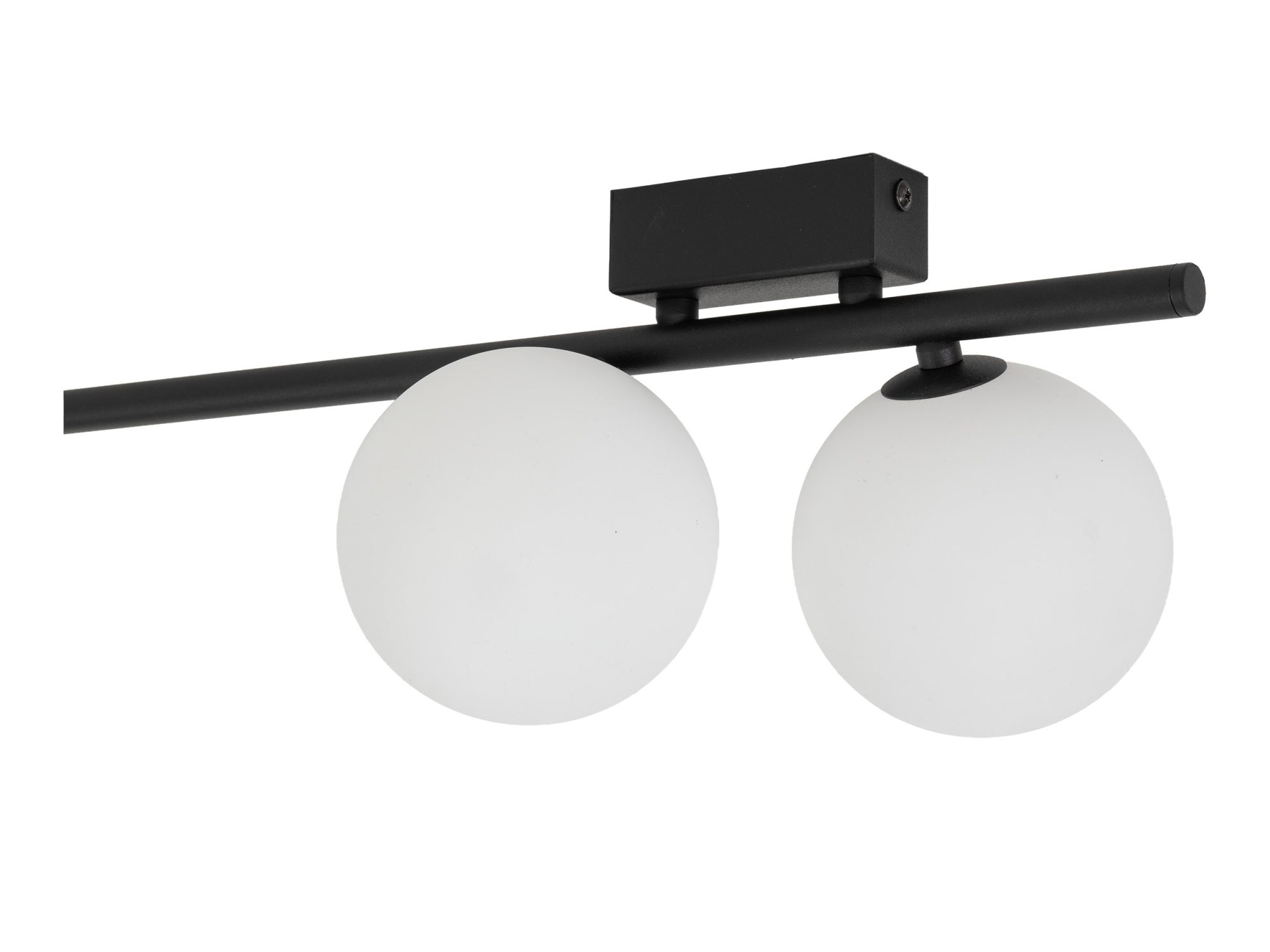 Lampa sufitowa Imelo czarna 6-punktowa z mlecznymi kloszami, drugie ujęcie