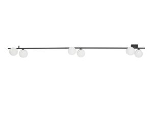 Miniaturka 4 - Lampa sufitowa Imelo czarna liniowa z sześcioma białymi szklanymi kulami