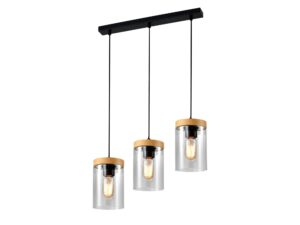 Miniaturka 2 - Lampa sufitowa Isilona z trzema przydymionymi szklanymi kloszami i czarną listwą