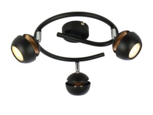 Miniaturka 2 - Czarna lampa sufitowa Isivano Spirala trzy klosze GU10