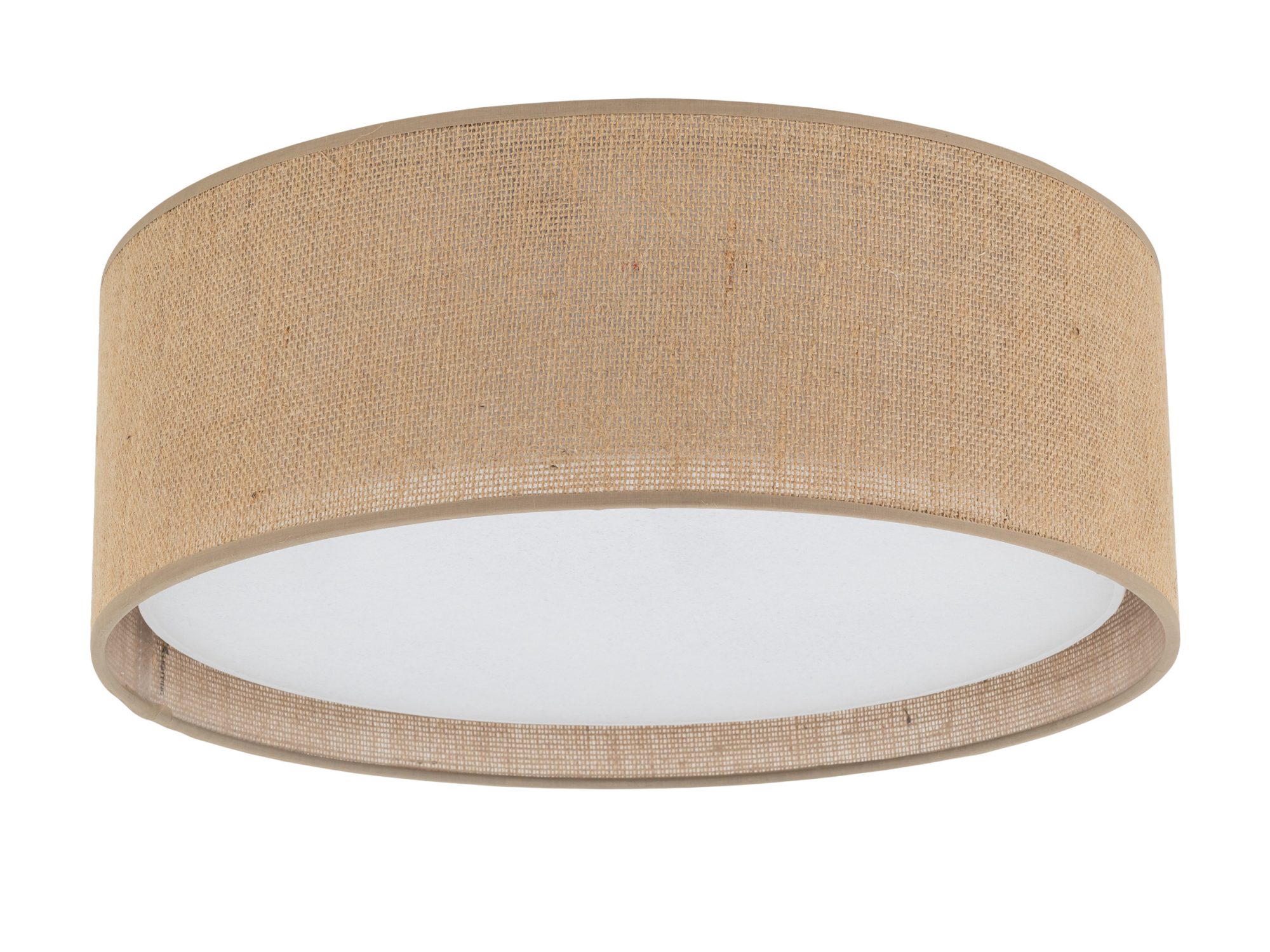 Lampa sufitowa Juta 4-punktowa z brązowym abażurem o średnicy 45 cm na białym tle