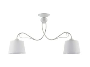 Miniaturka 3 - Lampa sufitowa Kamelia 2-punktowa biała z dwoma jasnymi abażurami i łukowymi ramionami