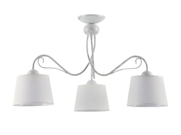 Lampa sufitowa Kamelia 3-punktowa biała z trzema tekstylnymi abażurami