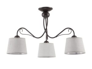 Miniaturka 2 - Lampa sufitowa Kamelia 3-punktowa wenge z trzema jasnymi abażurami i ciemnym stelażem