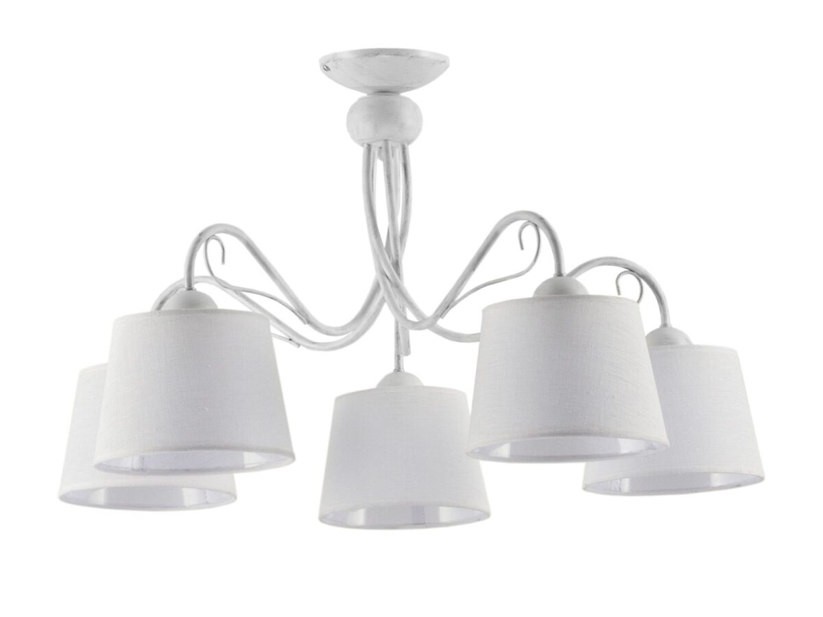 Lampa sufitowa Kamelia 5-punktowa 80 cm – Biała / Ecru / Wenge