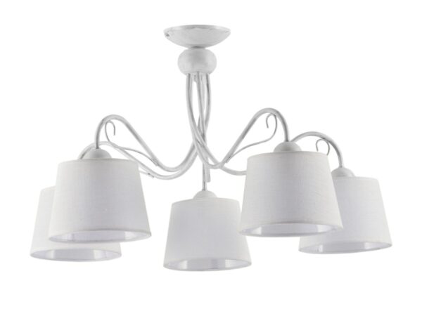 Lampa sufitowa Kamelia pięciopunktowa w kolorze białym na jasnym tle