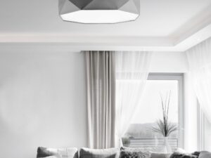 Miniaturka 1 - Szara lampa sufitowa Kantoor czteropunktowa w jasnym salonie