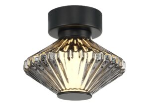 Miniaturka 7 - Oprawa Seladano LED 6 W czarna z ryflowanym przydymionym szkłem na białym tle