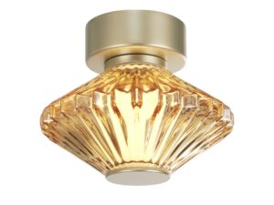 Miniaturka 1 - Oprawa Seladano LED 6 W złota z ryflowanym bursztynowym szkłem na białym tle