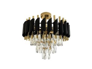 Miniaturka 5 - Lampa sufitowa kryształowa Nalenio 5-punktowa czarno-złota na białym tle