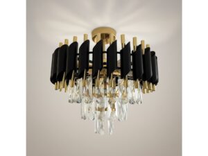 Miniaturka 1 - Świecąca lampa sufitowa Nalenio z kryształowymi zawieszkami tuż pod sufitem