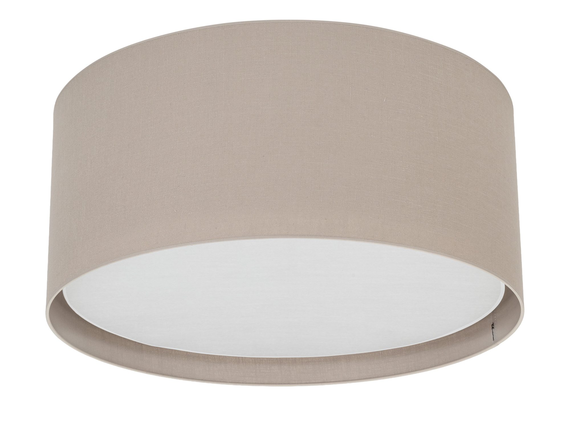 Lampa sufitowa Largo z abażurem w odcieniu naturalnego lnu na białym tle