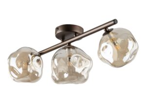 Miniaturka 3 - Lampa sufitowa Lava brązowa z trzema nieregularnymi szklanymi kloszami