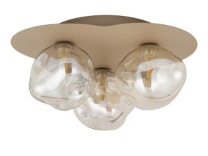Miniaturka 2 - Lampa sufitowa Lava w piaskowym beżu z trzema bursztynowymi szklanymi kloszami