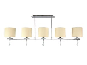 Miniaturka 2 - Lampa sufitowa Lavadano 5-punktowa z chromowaną listwą i jasnymi abażurami